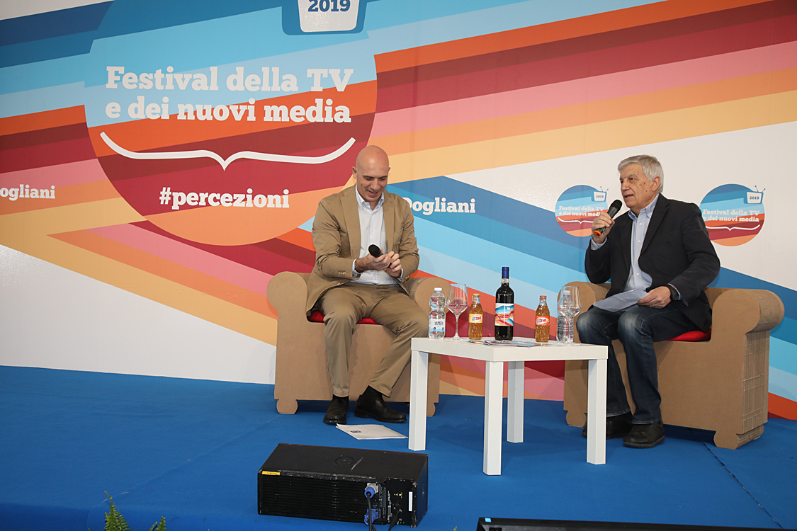 Festival della TV e dei Nuovi Media 2019_184.jpg - Fabrizio Salini e Aldo Grasso L’Amministratore Delegato RAI racconta il suo progetto di media company. Un dialogo tra Fabrizio Salini e Aldo Grasso.